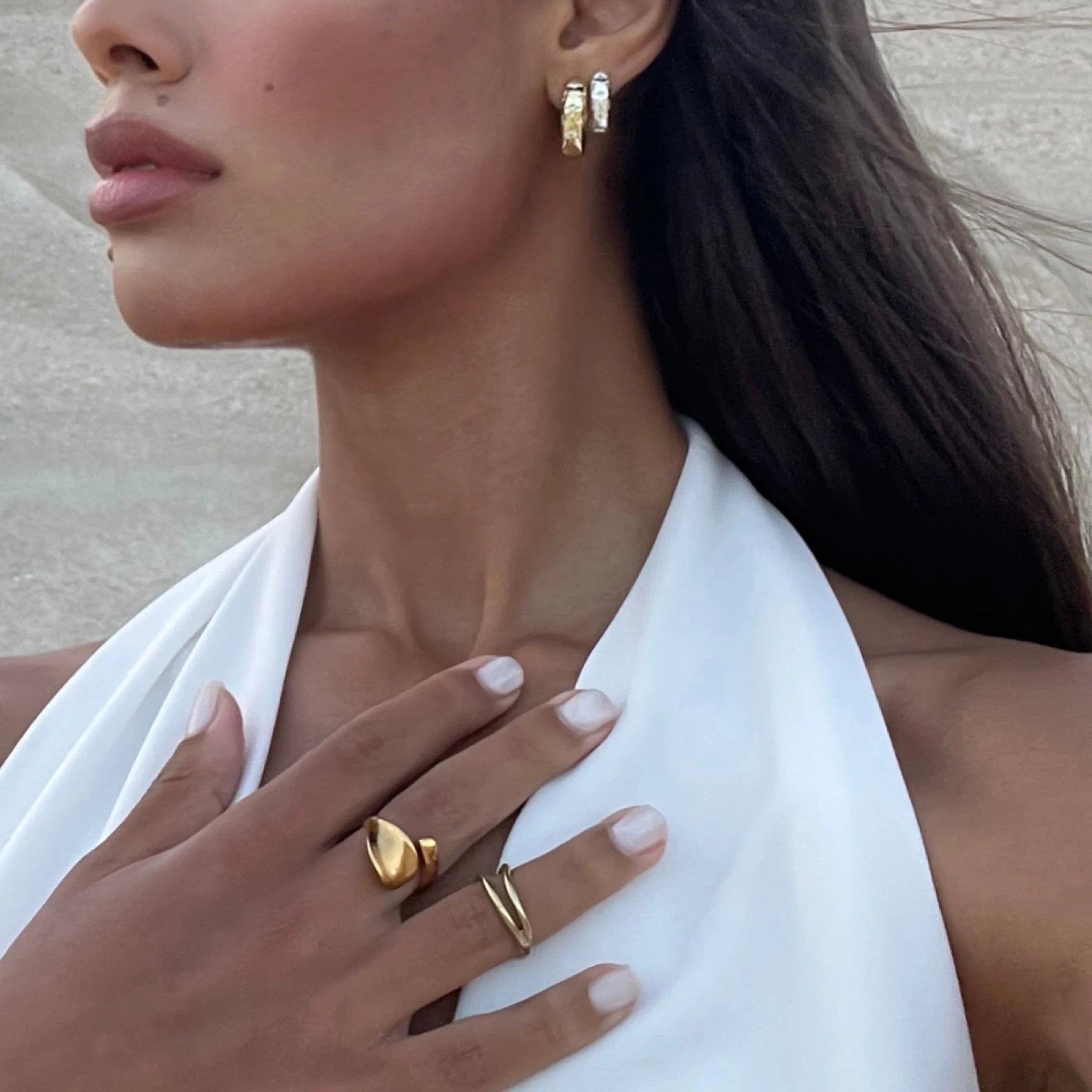 Waterproof Gold Double Band Ring - Adjustable Stainless Steel Ring - Tarnish Free Gold Ring - Elegant Dainty Ring for Everyday