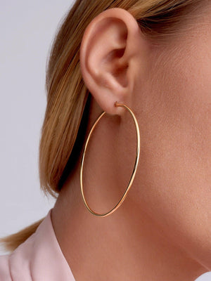 Elegant 14K Solid Gold 65mm Thin Lightweight Hoop Earrings - Perfect for Any Occasion!.