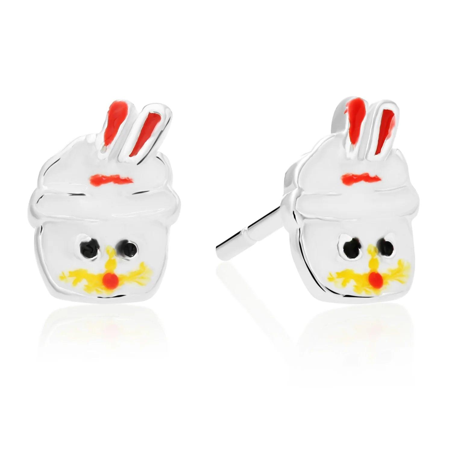 Adorable 925 Sterling Silver Bunny Cupcake Enamel Studs with Pushback Closure.