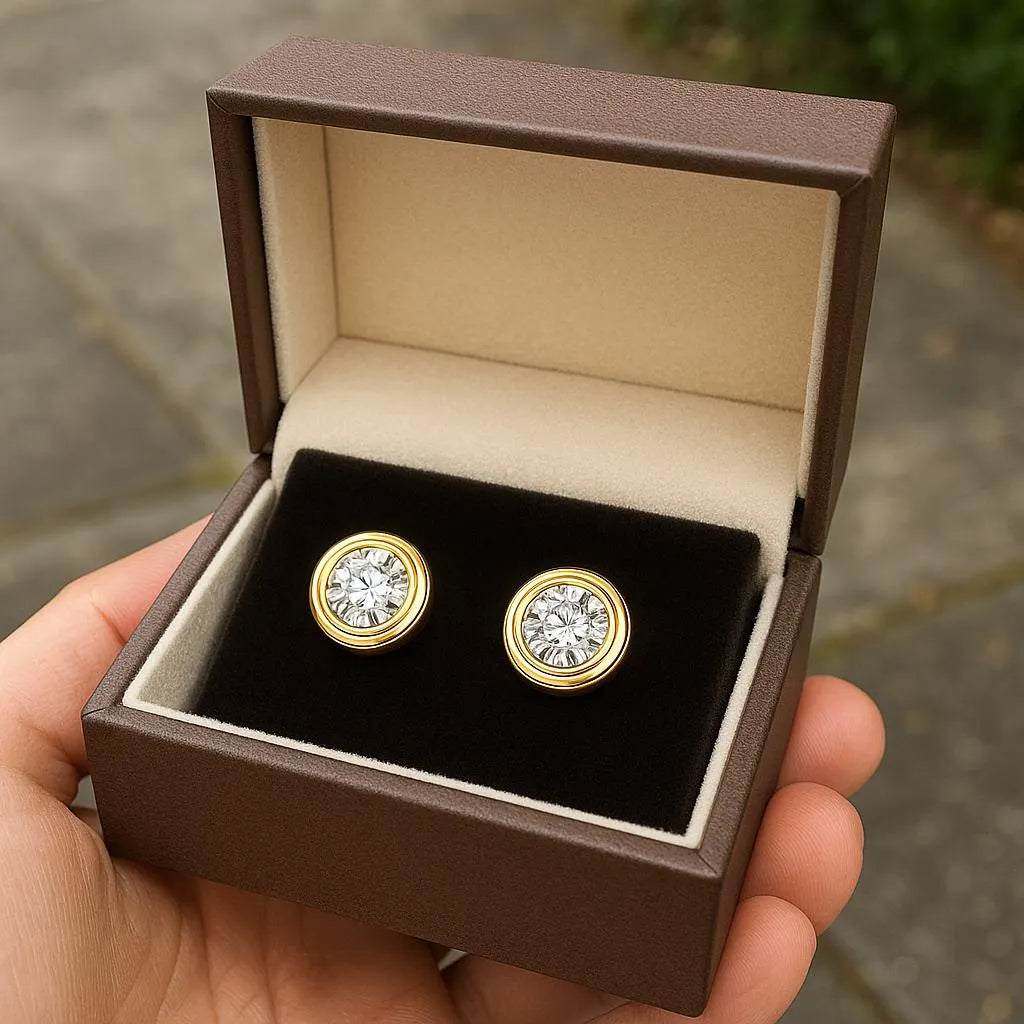 9Ct Gold Stud Earrings round Classic Design 6 Mm Pair in Luxury Gift Box