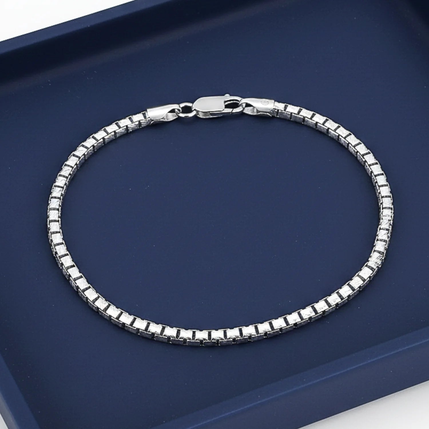 Sterling Silver Italian Box Chain Bracelet, 7.5"