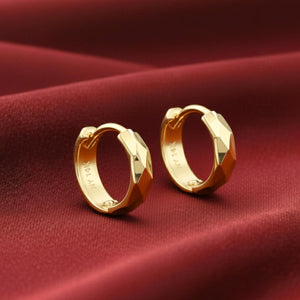14K Gold Hand Engraved Huggies, Dainty 10Mm Minimalist Gold Earrings, Available in 14K Yellow or White Gold, Handmade by TILO Jewelry