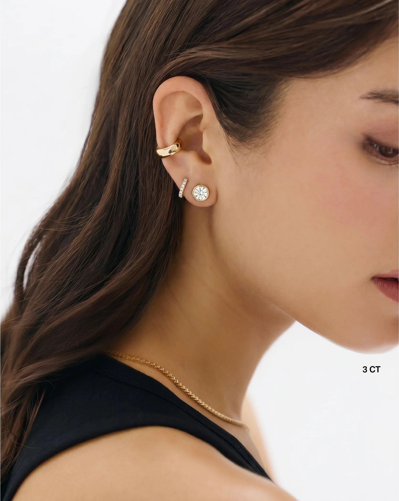 Exquisite Bezel-Set Round Lab Diamond Stud Earrings.