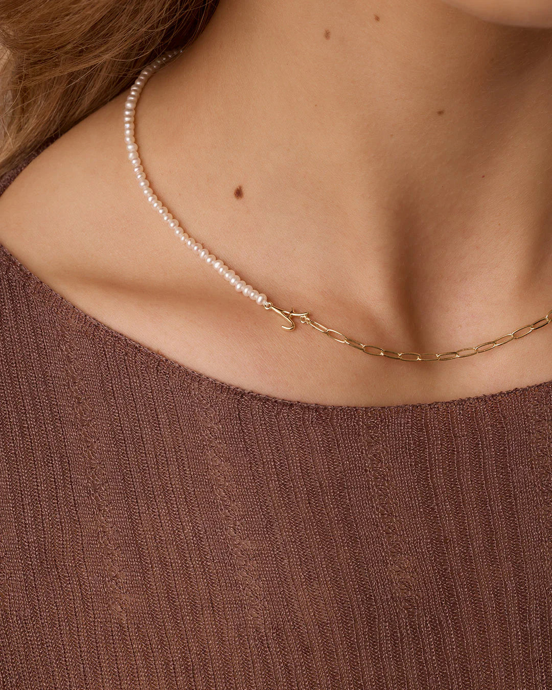 Lou Pearl Alphabet Necklace NikNenz™ Premium Gold & Diamonds