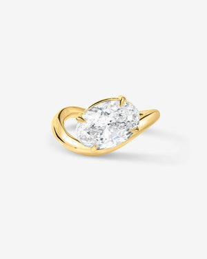 Stunning 3.30ct Oval Diamond Wave Engagement Ring in 14K Gold.