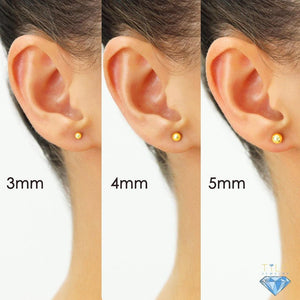 Stylish Set of 3 Unisex 14K Yellow and White Gold Ball Stud Earrings with Secure Screwbacks.