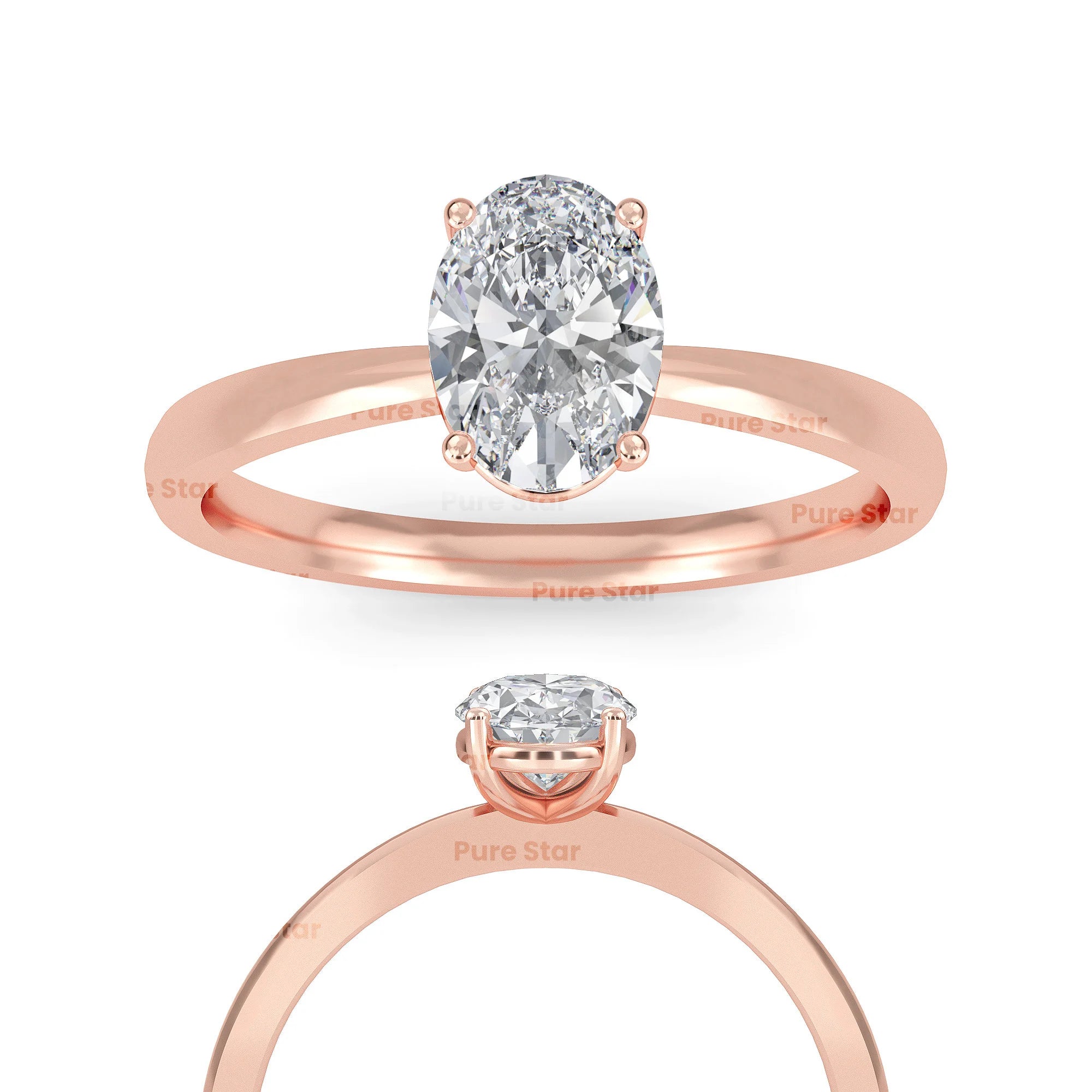 Oval Lab Grown Diamond Engagement Ring Solitaire Wedding Ring 1St Anniversary Ring Gift Simple Oval Diamond Ring for Proposal Oval Brilliant