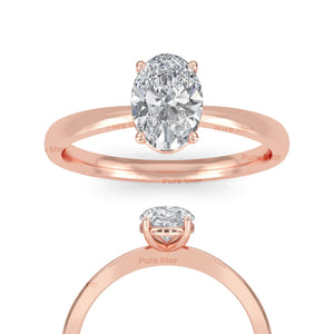 Oval Lab Grown Diamond Engagement Ring Solitaire Wedding Ring 1St Anniversary Ring Gift Simple Oval Diamond Ring for Proposal Oval Brilliant