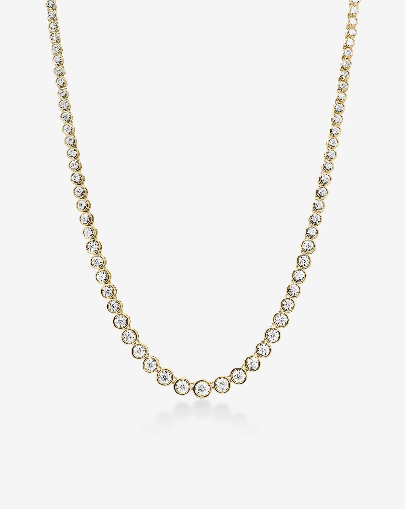 Stunning Graduated Bezel Diamond Tennis Necklace - Elevate Your Elegance.