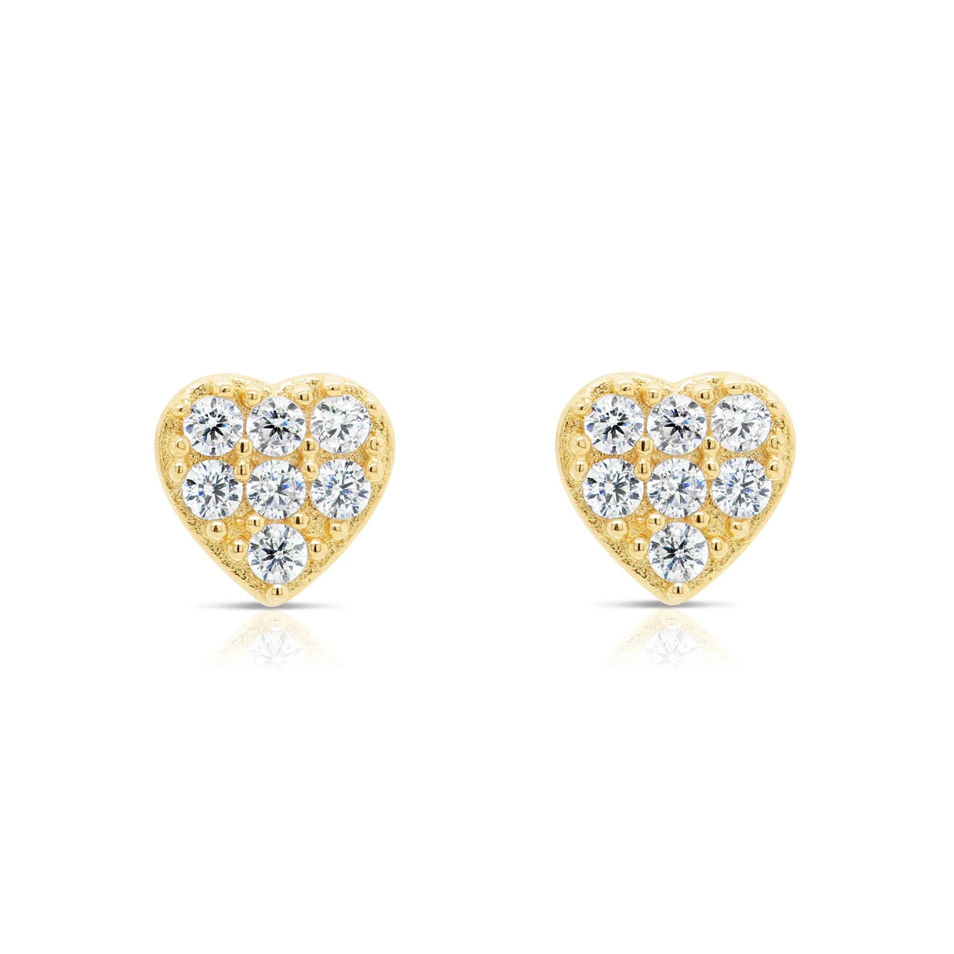 Elegant 14K Gold Heart-Shaped Stud Earrings for Timeless Style.
