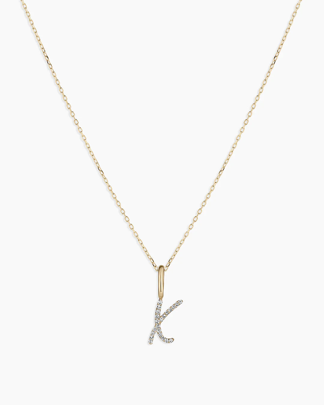 Diamond Script Alphabet Charm Necklace
