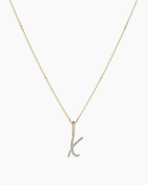 Diamond Script Alphabet Charm Necklace