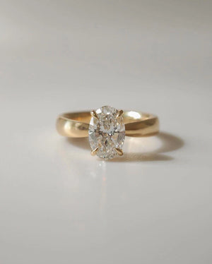 14K Yellow Gold Oval Lab Grown Diamond Anniversary Solitaire Ring, IGI Diamond, Fine Jewelry