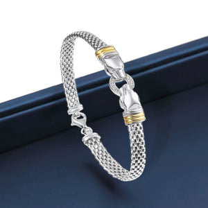 Sterling Silver Two-Tone Italian Jaguar Bracelet, 7.5In