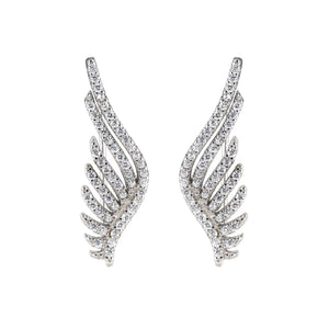 Sterling Silver Angel Wing Ear Climbers, Pave Crystal Earcuff, Fairy Core Earrings, Sweepup Climbing Earrings Gift, Wedding Gift