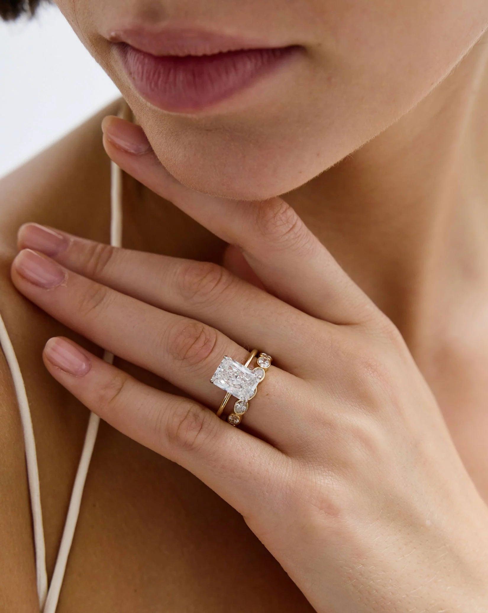 Stunning 3.82ct Radiant Diamond Engagement Ring in Ultra Thin 14K Gold Solitaire Setting.