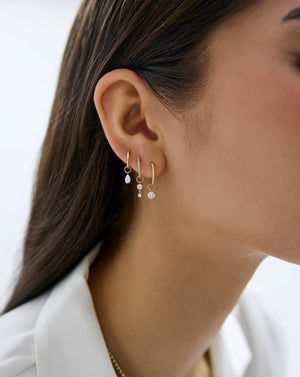 Stunning Drop Round Lab Diamond Huggie Charm Earrings.