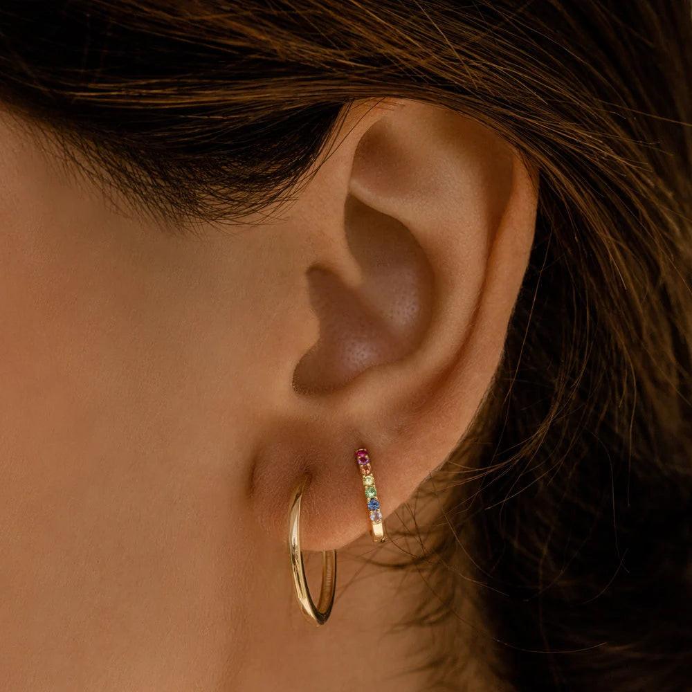 14K Gold Dainty 20mm Hoop Earrings - Elegant Ferkos Fine Jewelry Gift for Her.
