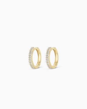 14K Diamond Double down Huggies