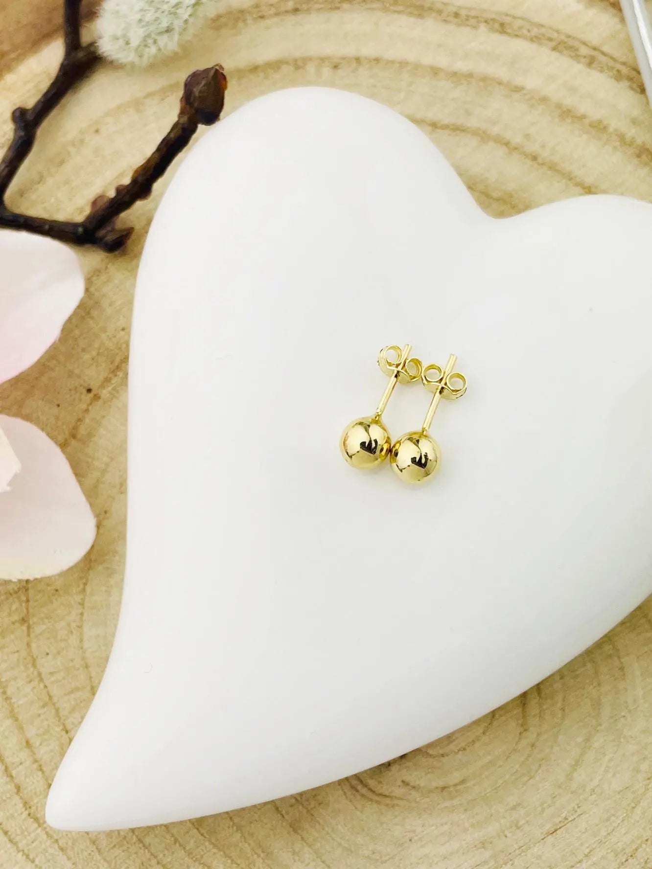 Ball Earrings, Dangle Earrings, Stud Earrings, Ear Jewelry, Yellow Gold, Pair, 585 Gold (14KT)