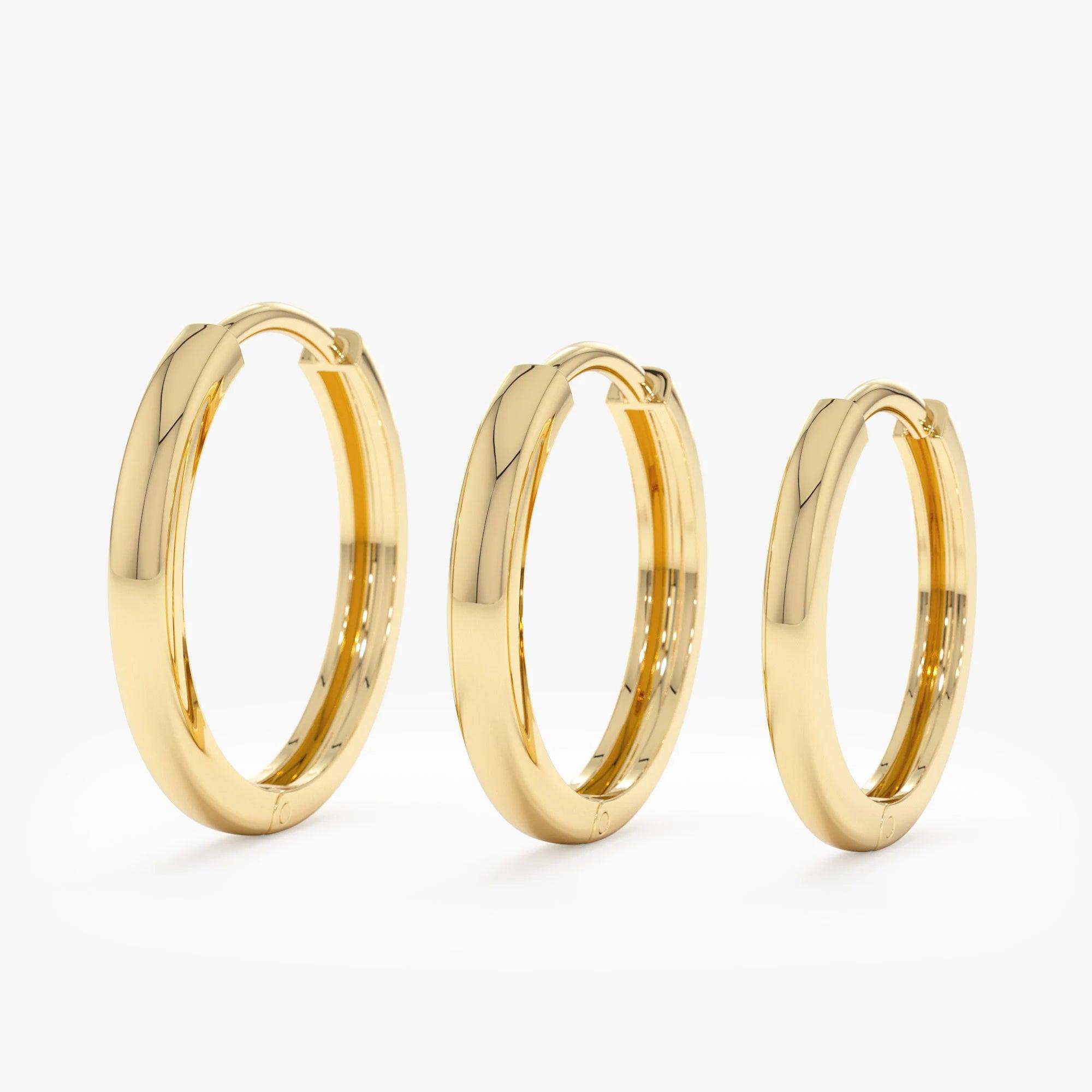 Elegant 14K Solid Gold Brianna Huggie Hoop Earrings - Everyday Style in Yellow, White, and Rose Gold (Pair).