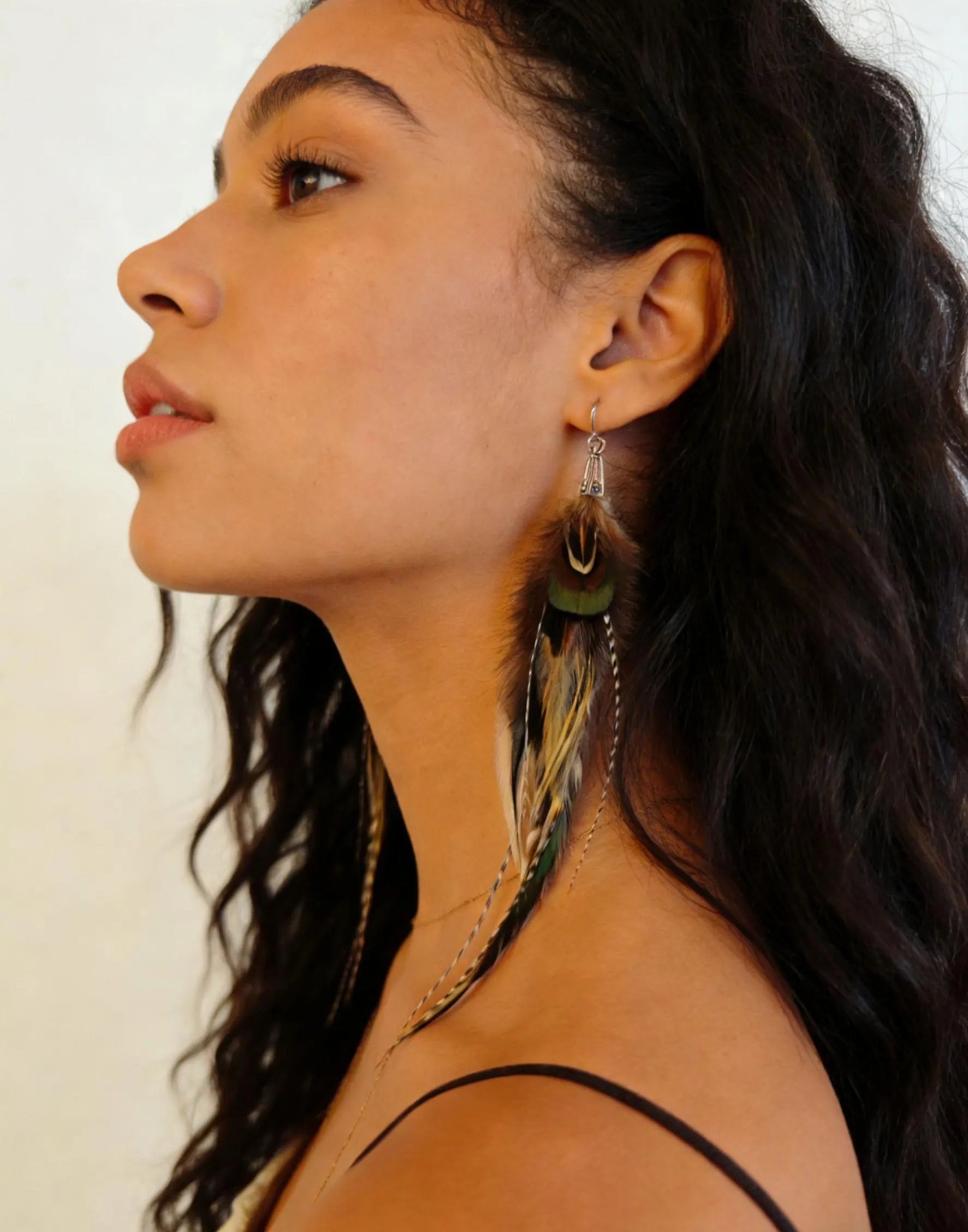 Locke Chicken Feathers Earring with Silver Hook, Party Earrings , Real Feather Earrings: Handmade Boho Style Emu & Rooster ,Gift for Her