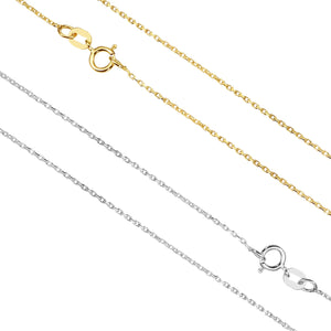 14K Gold Diamond Cut Cable Chain, Available in 14K Yellow or White Gold, Pendant Chain Necklace