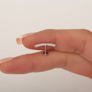 Flat Back Ear Climber, Titanium CZ Ear Crawler Earring, Threadless Push Pin Helix Cartilage Tragus Stud, 16G 18G 20G Dainty Gold Silver