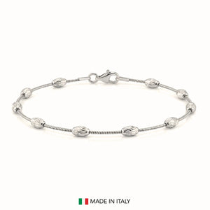 Sterling Silver Diamond-Cut Oval Bead Bracelet