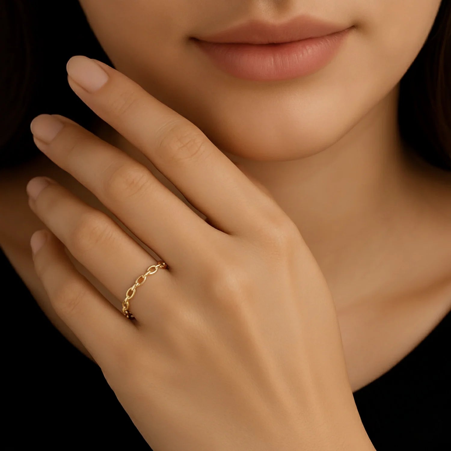 14K Yellow Gold Stackable Cuban Link Ring