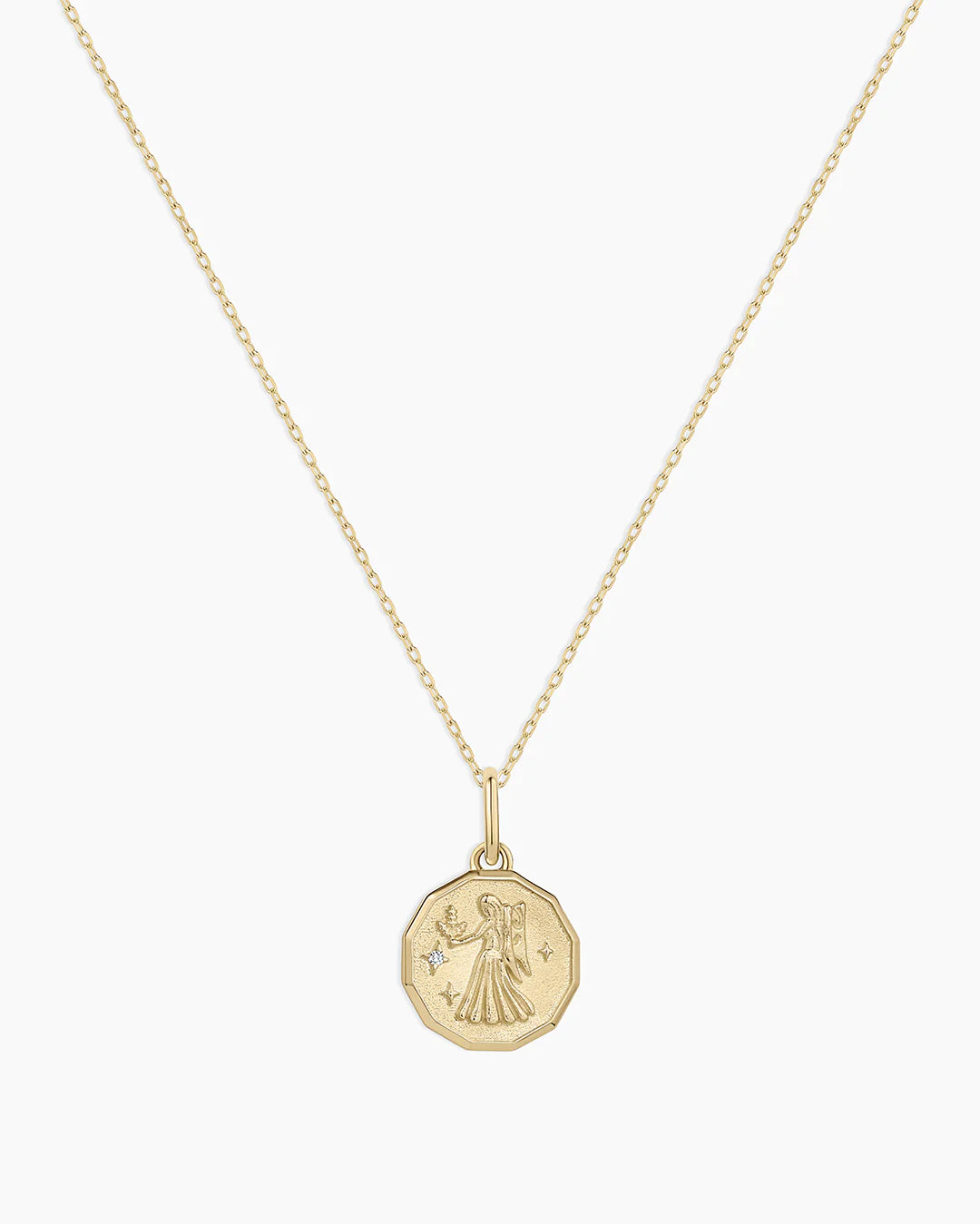 Diamond Zodiac Coin Charm Necklace