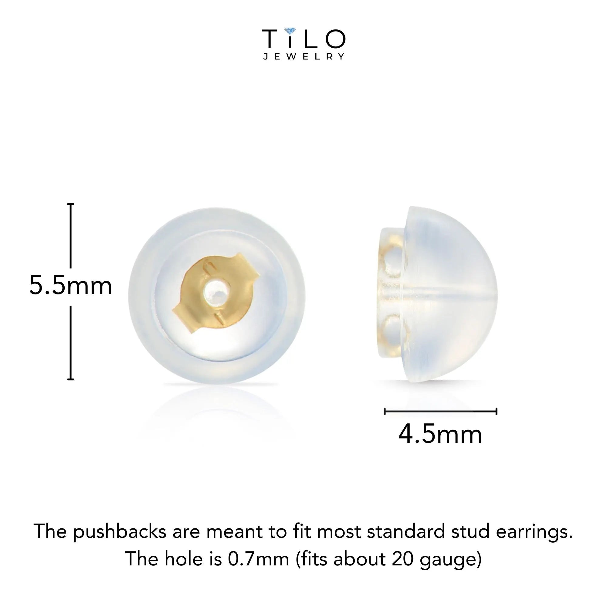 Silicone Covered 14K Solid Gold Replacement Backings for Pushback Earrings