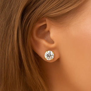 Gold Swarovski Crystal Stud Earrings - Elegant 8Mm Single Stone