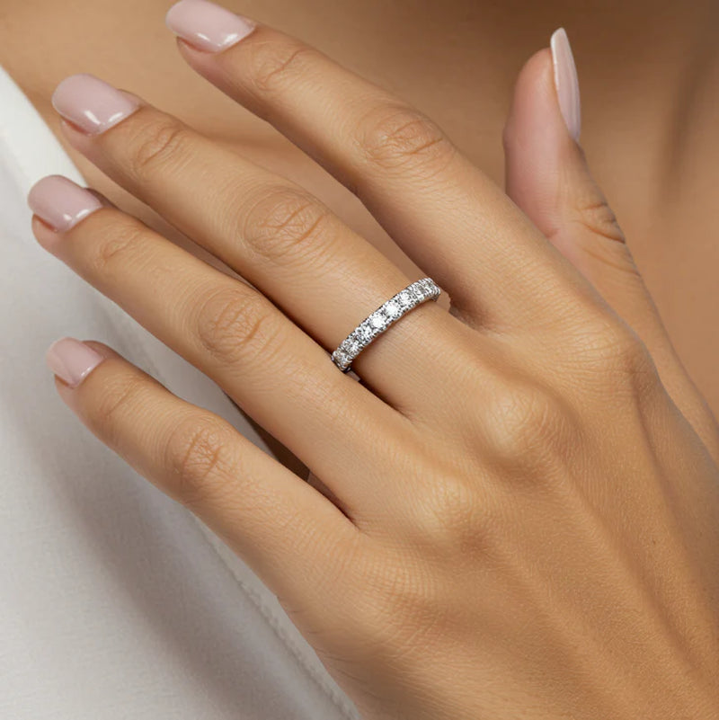 Sterling Silver Simulated Diamond Eternity Band Ring, 3Mm