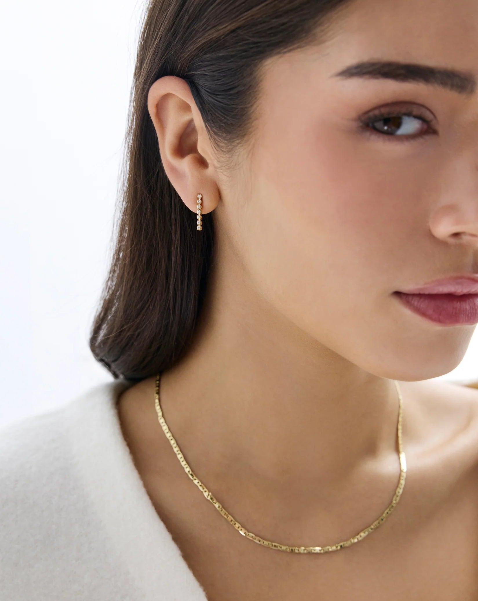 Chic Mini Tennis Drop Earrings for a Touch of Elegance.