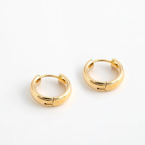 Chunky 14K Solid Gold Hoop Earrings - Timeless Classic Elegance.