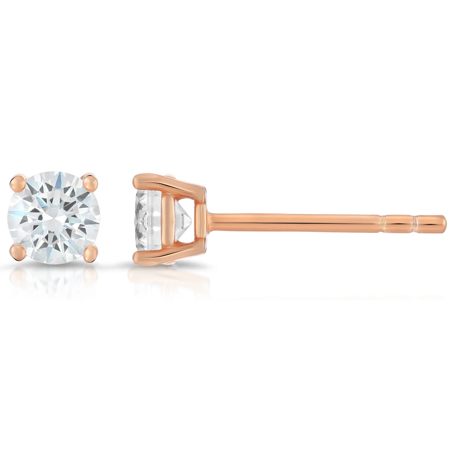 CZ Rose Gold Plated Stud Earrings in Sterling Silver