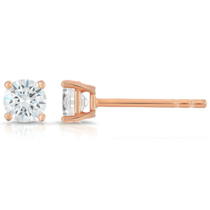 CZ Rose Gold Plated Stud Earrings in Sterling Silver