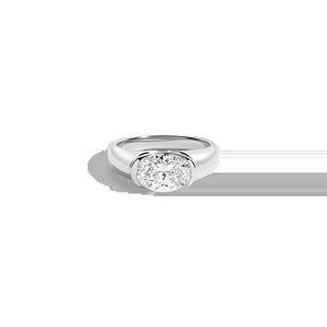 2Ct Oval Lab Grown Diamond Floating Signet Ring NikNenz™ Premium Gold & Diamonds