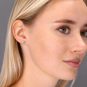 Adorable Sterling Silver CZ Tiny Puppy Dog Stud Earrings.