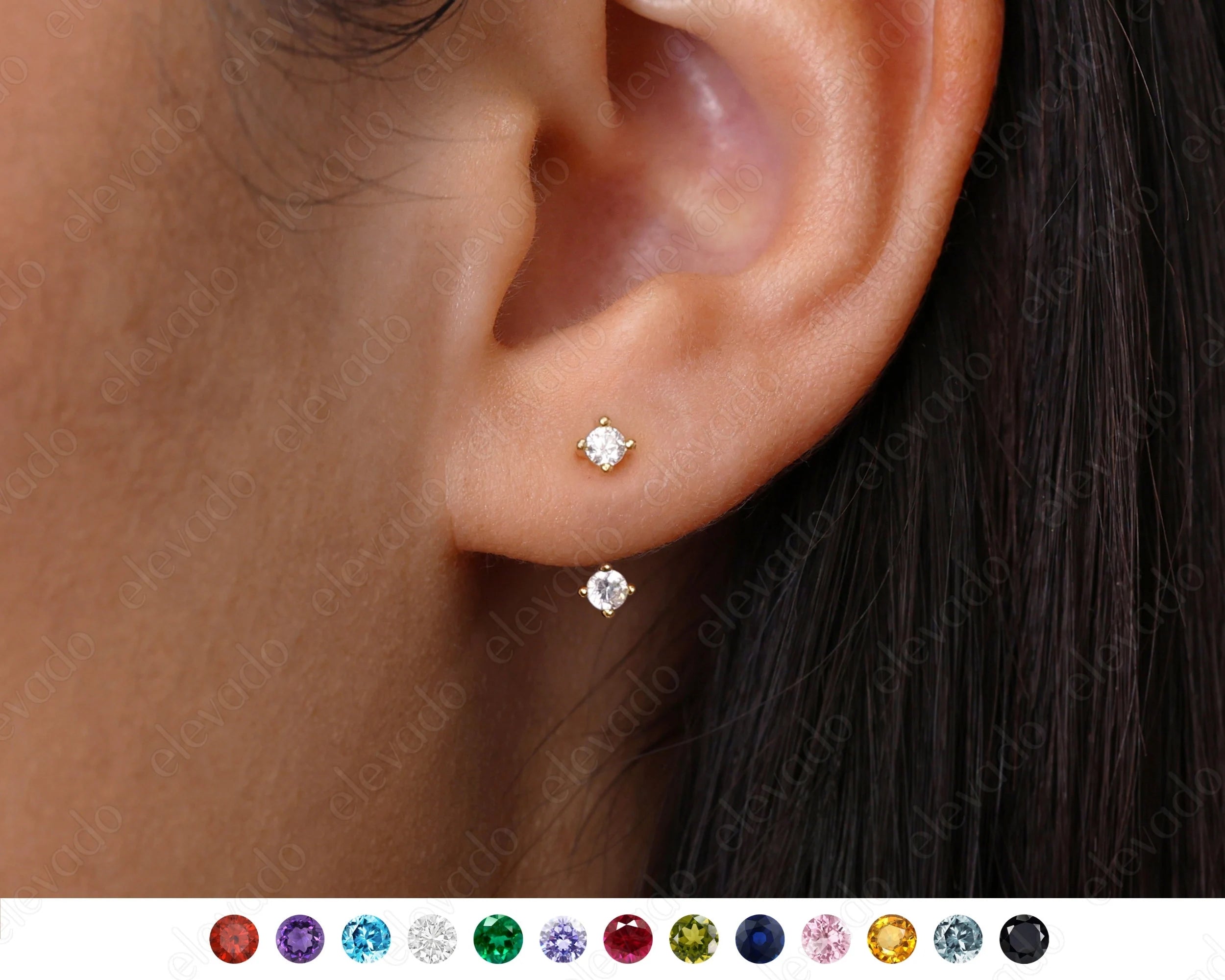 Gold Plated Sterling Silver Ear Jacket Earrings • CZ Dainty Minimal Earring