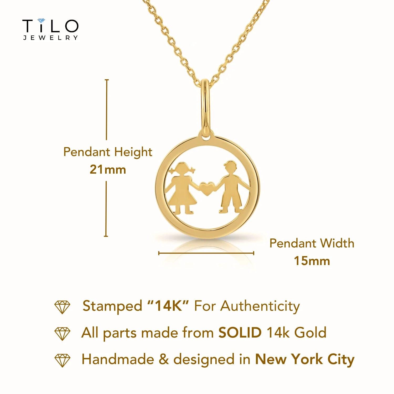 Charming 14K Yellow Gold Heart Pendant Necklace for Boys & Girls.