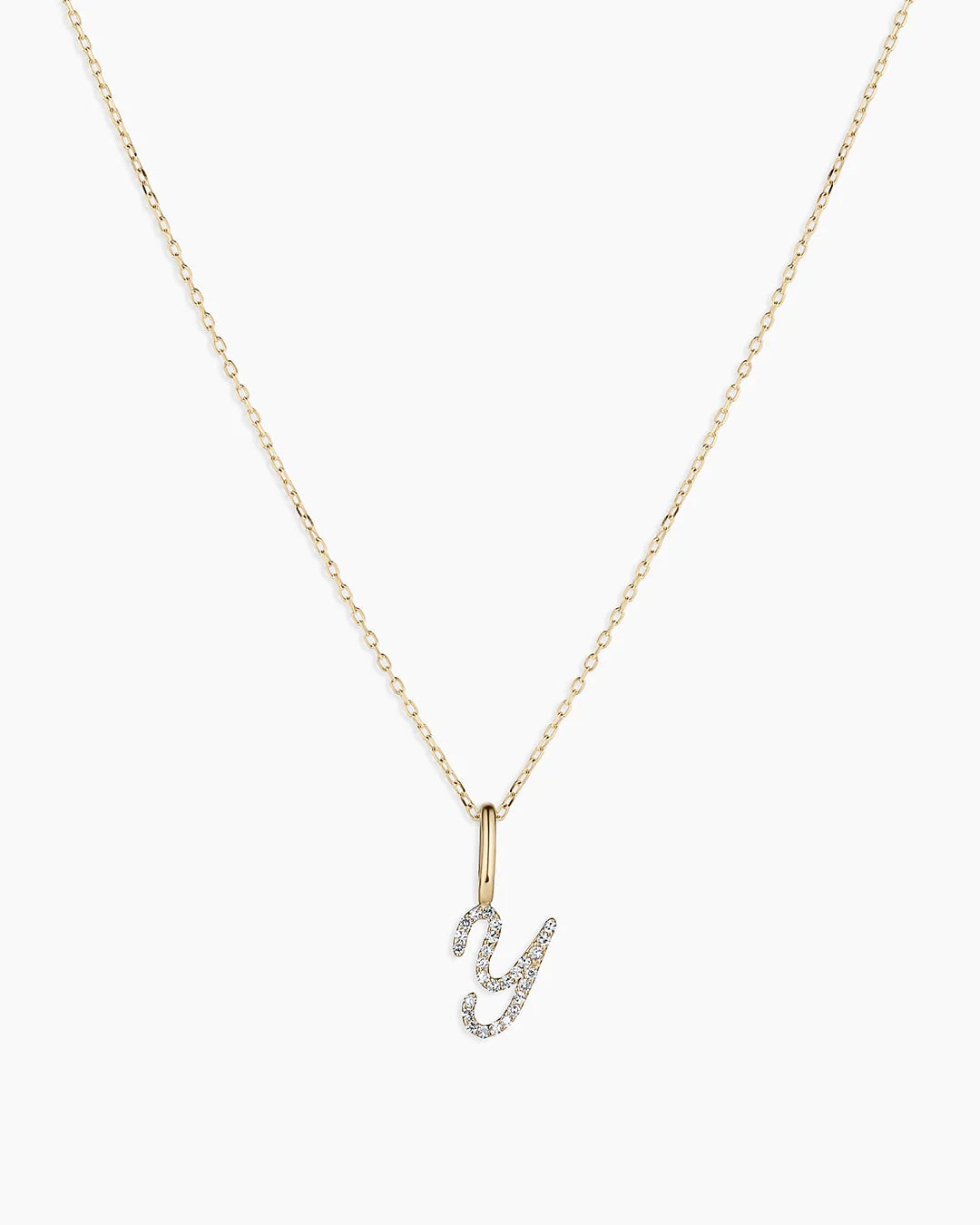 Diamond Script Alphabet Charm Necklace