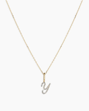 Diamond Script Alphabet Charm Necklace