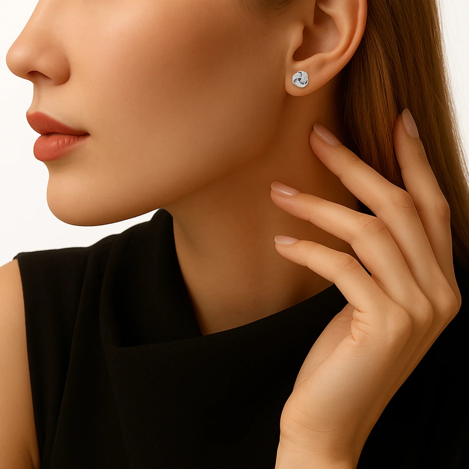 Sterling Silver Braided Love Knot Stud Earrings