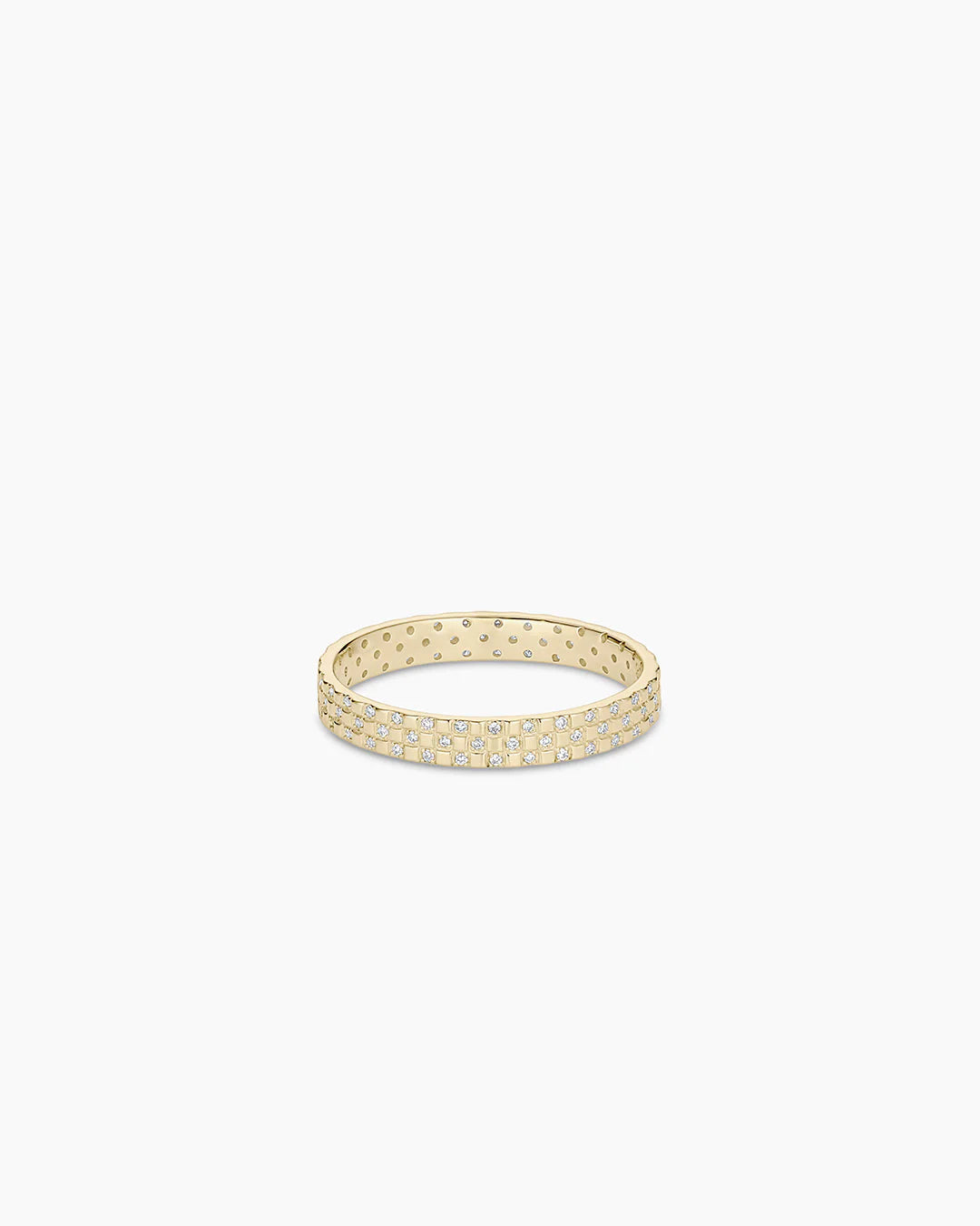 14K Diamond Checkered Ring