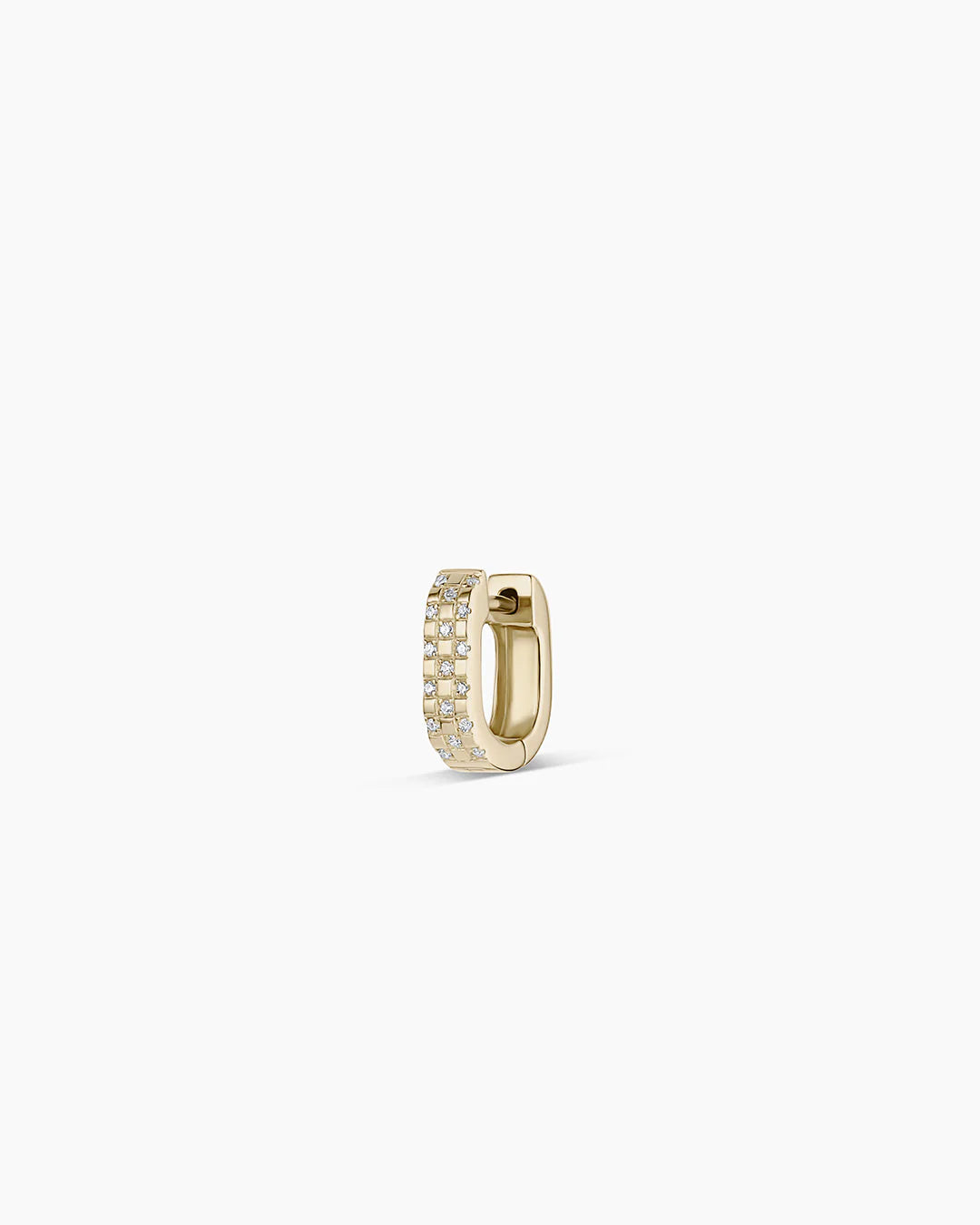 14K Diamond Checkered Mini Single Huggie