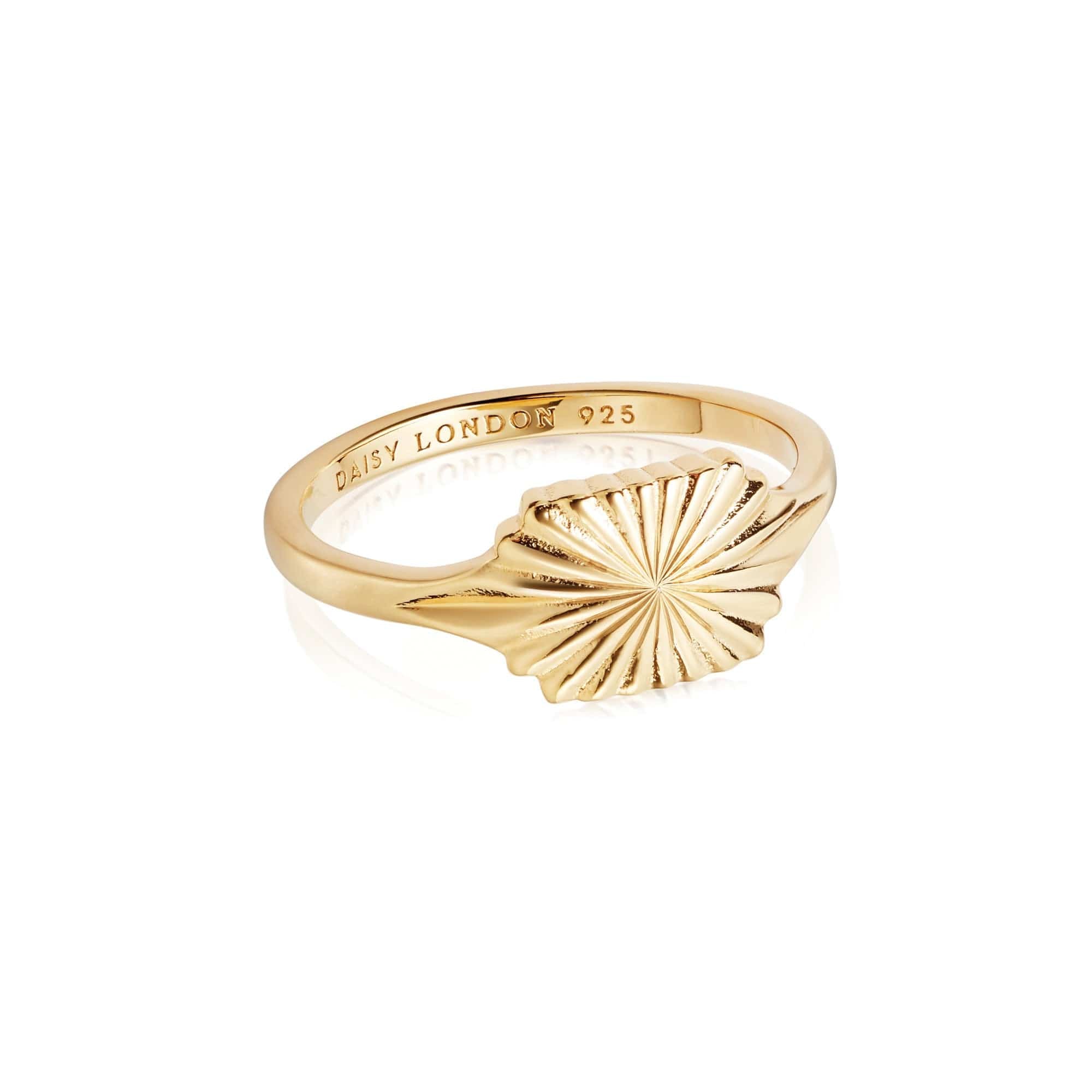 Estée Lalonde Sunburst Shield Ring 18Ct Gold Plate