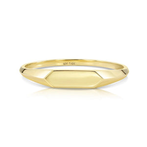 Chic 14K Yellow Gold Skinny Signet Bar Ring - Personalized Luxury Gift for Her Birthdays & Everyday Elegance.