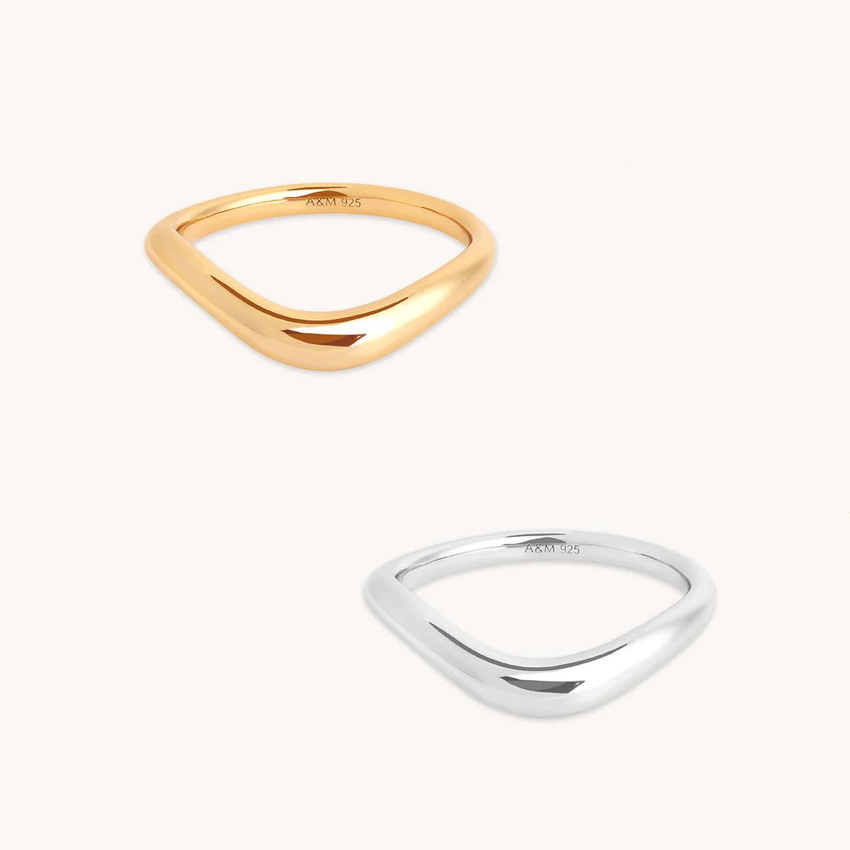 Mixed Metal Wave Ring Stacking Set - Elevate Your Style!.
